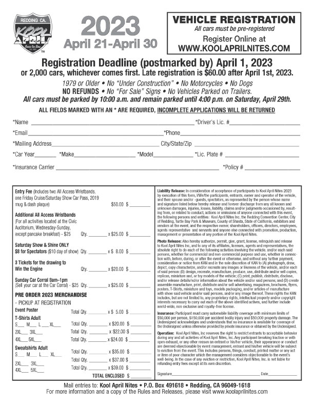 Kool April Nites Registration