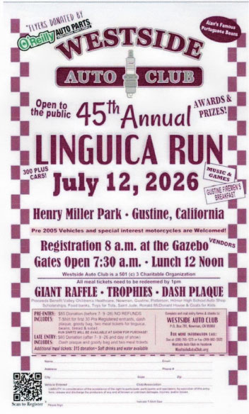 July 12, 2026 - Gustine Linguica Run