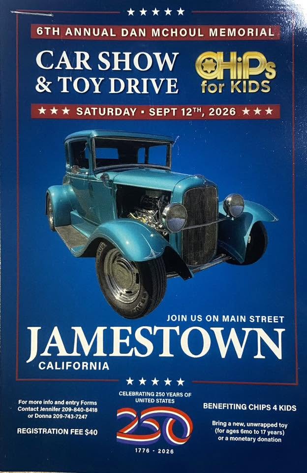 September 12, 2026, Car Show and Toy Drive in Jamestown